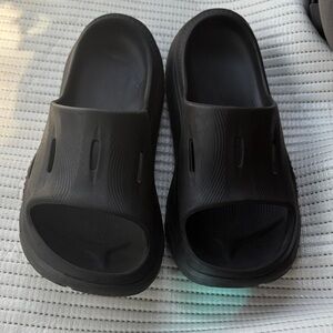 Hoka Black Slide-On Cushioned Foam Sandals